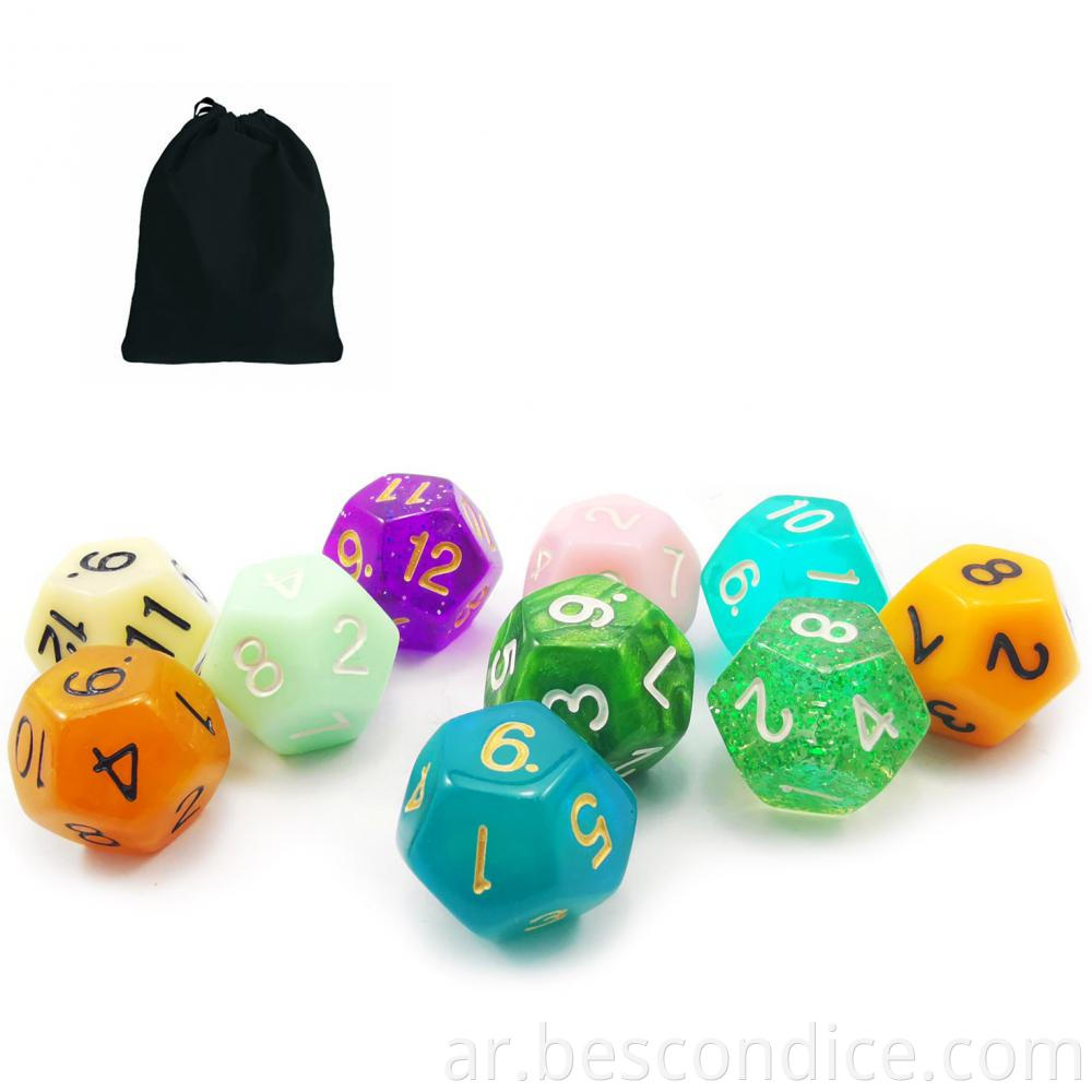 10 Count Assorted Random D12 Dice 1 12